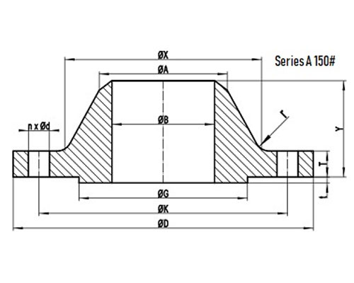 ASME B16.47 Series A 150# Welding Neck Flange with RF