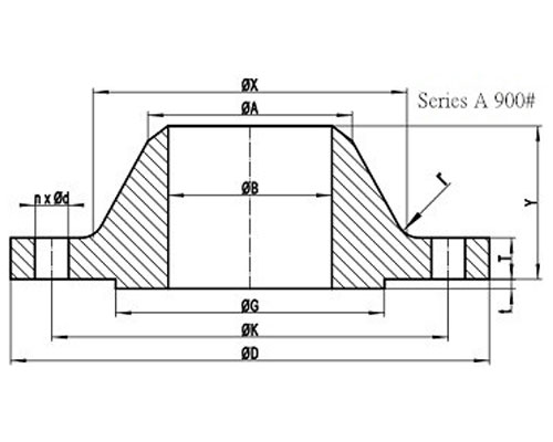 ASME B16.47 Series A 900# Welding Neck Flange with RF